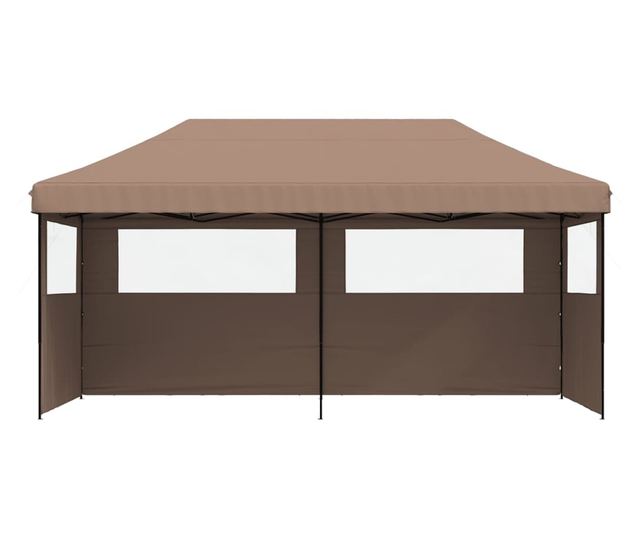 barna összecsukható felugró rendezvénysátor 3 oldalfallal