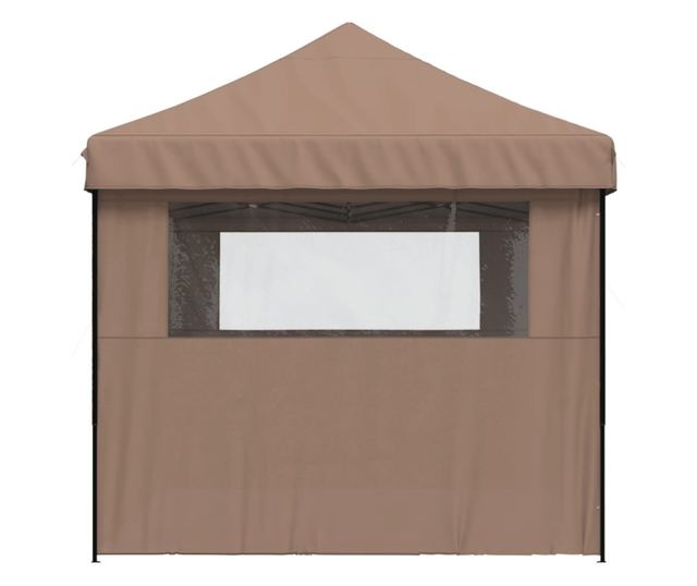 barna összecsukható felugró rendezvénysátor 3 oldalfallal