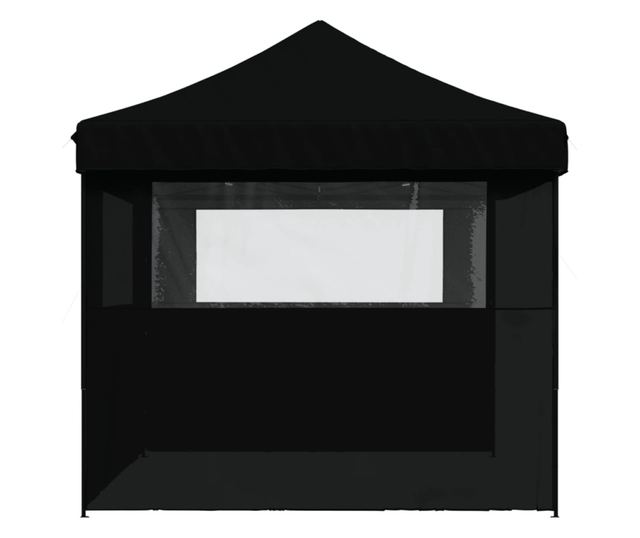 fekete összecsukható felugró rendezvénysátor 3 oldalfallal