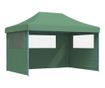 zöld összecsukható felugró rendezvénysátor 3 oldalfallal