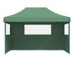 zöld összecsukható felugró rendezvénysátor 3 oldalfallal