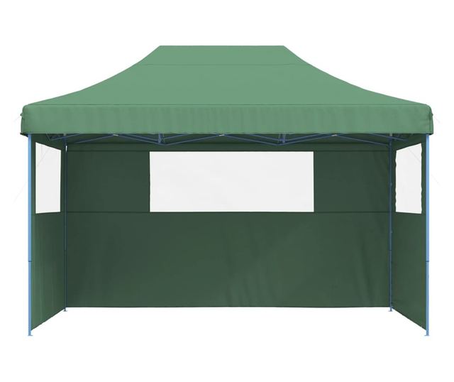 zöld összecsukható felugró rendezvénysátor 3 oldalfallal