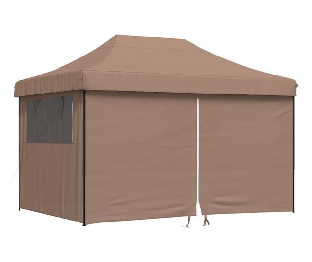 barna összecsukható felugró rendezvénysátor 4 oldalfallal