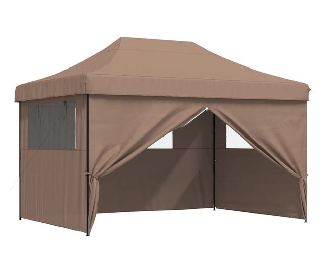 barna összecsukható felugró rendezvénysátor 4 oldalfallal