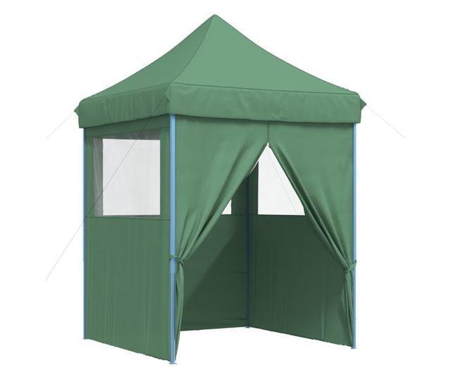zöld összecsukható felugró rendezvénysátor 4 oldalfallal