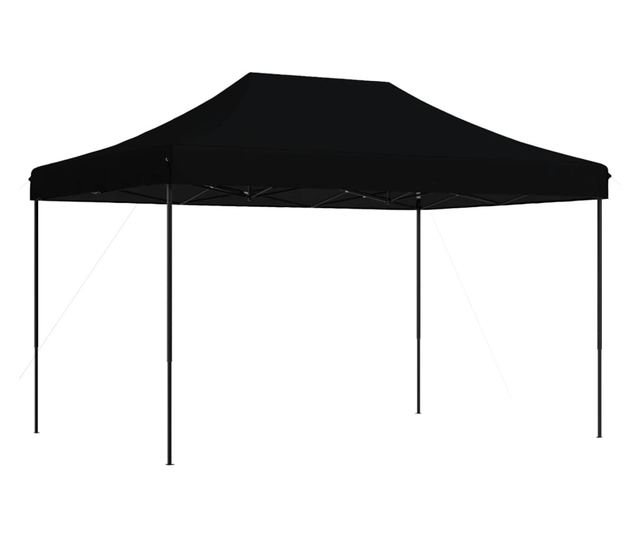 fekete összecsukható felugró rendezvénysátor 410x279x315 cm