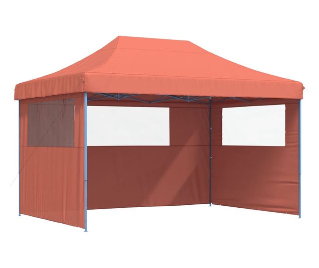 terrakotta összecsukható felugró rendezvénysátor 3 oldalfallal