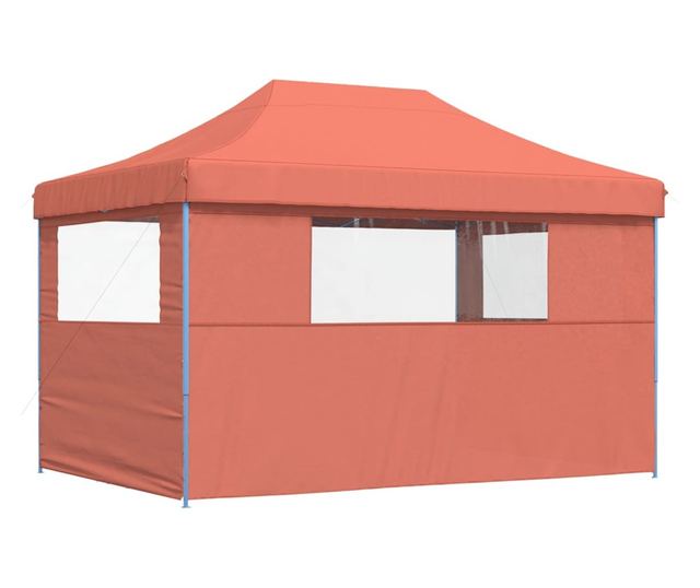 terrakotta összecsukható felugró rendezvénysátor 3 oldalfallal