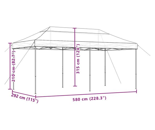 terrakotta összecsukható felugró rendezvénysátor 580x292x315 cm
