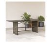 szürke polyrattan üveglapos kerti asztal 190x80x74 cm