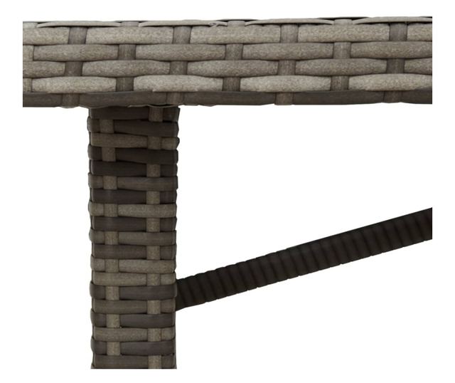 szürke polyrattan üveglapos kerti asztal 190x80x74 cm