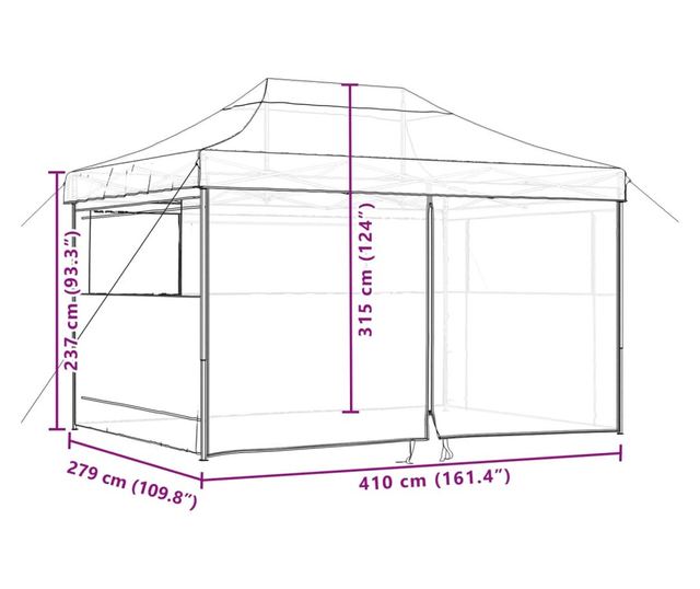 barna összecsukható felugró rendezvénysátor 4 oldalfallal