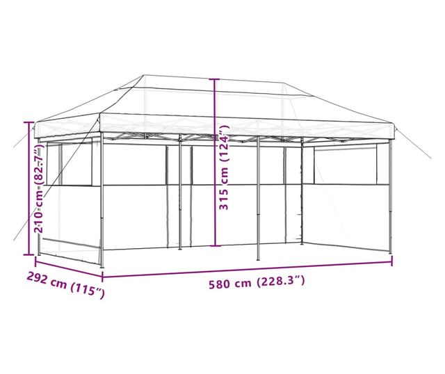 barna összecsukható felugró rendezvénysátor 3 oldalfallal