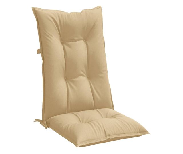 4 db melange bézs szövet magas háttámlájú székpárna 120x50x7 cm