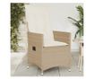bézs polyrattan dönthető kerti szék párnákkal
