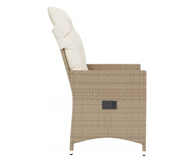 bézs polyrattan dönthető kerti szék párnákkal