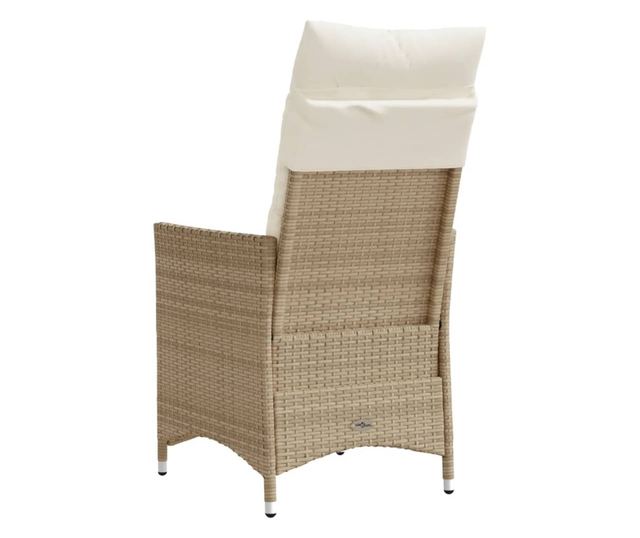 bézs polyrattan dönthető kerti szék párnákkal