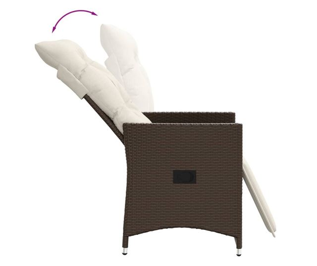 3 részes barna polyrattan bisztrógarnitúra párnákkal