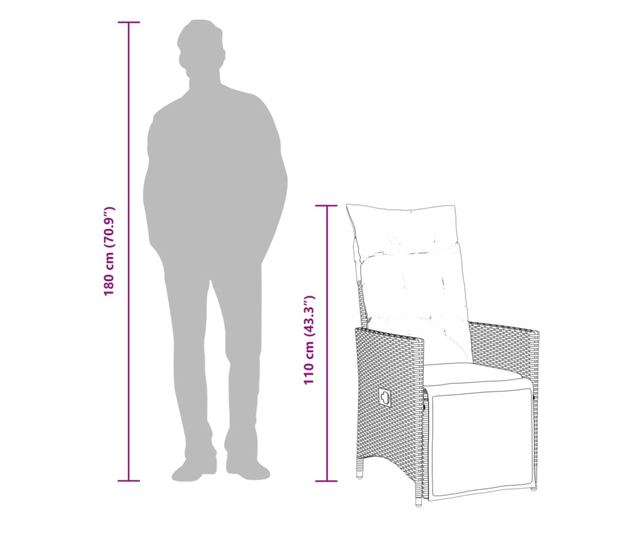 barna polyrattan dönthető kerti szék párnákkal