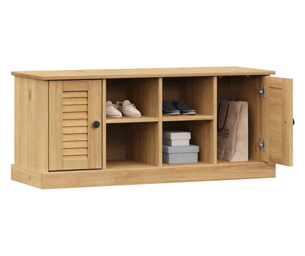 VIGO Пейка за обувки, 106x35x40 см, Масивна борова дървесина - 3