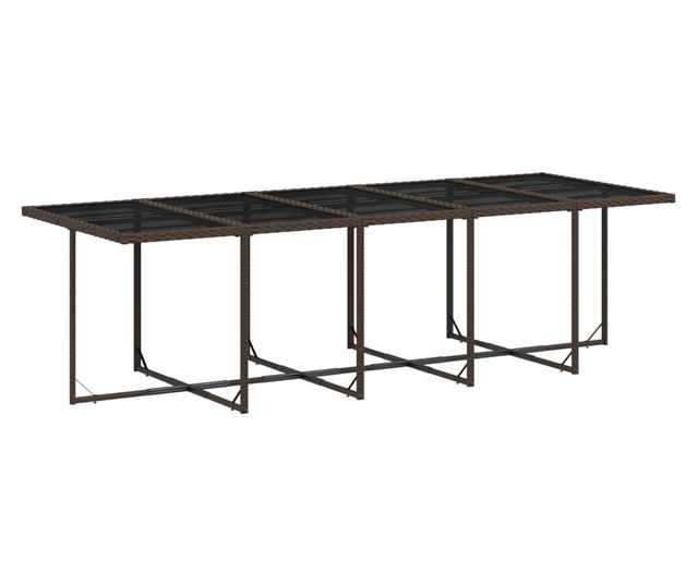 Градински комплект с възглавници 11 части кафяв полиратан