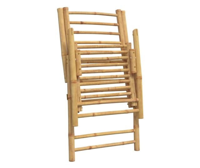 2 db bambusz összecsukható dönthető kerti szék párnával