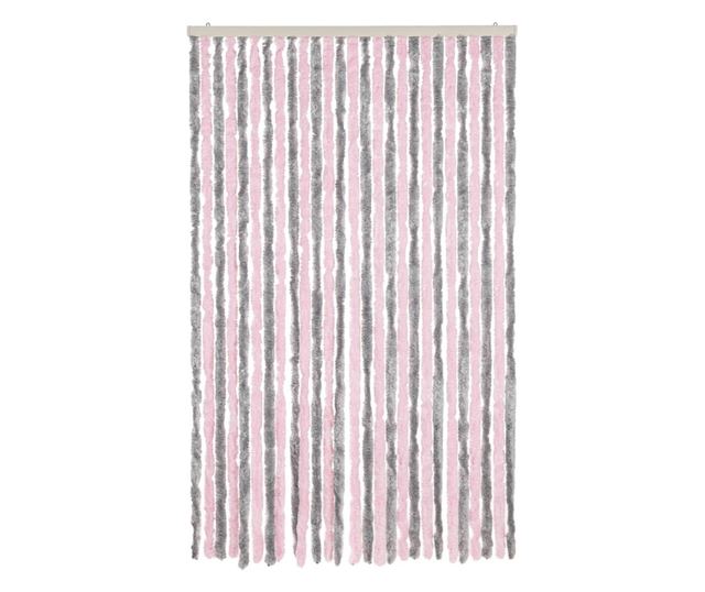 ezüstszürke és rózsaszín zsenília rovarfüggöny 118x220 cm