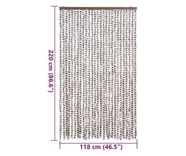 tópszínű és fehér zsenília rovarfüggöny 118x220 cm