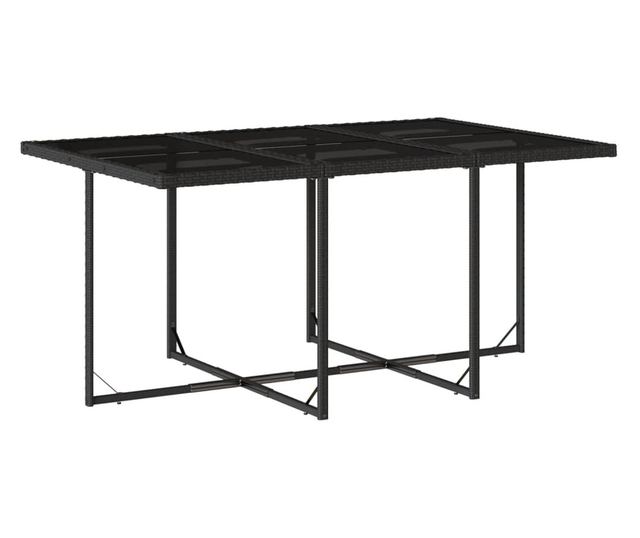 Градински комплект с възглавници 11 части полиратан черен