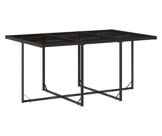 Градински комплект с възглавници 11 части полиратан черен