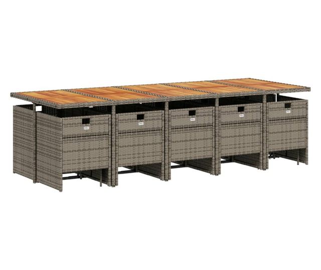 Градински комплект с възглавници 15 части полиратан сив