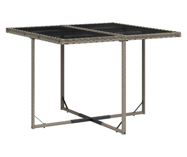 Градински трапезен комплект 9 части с възглавници сив полиратан