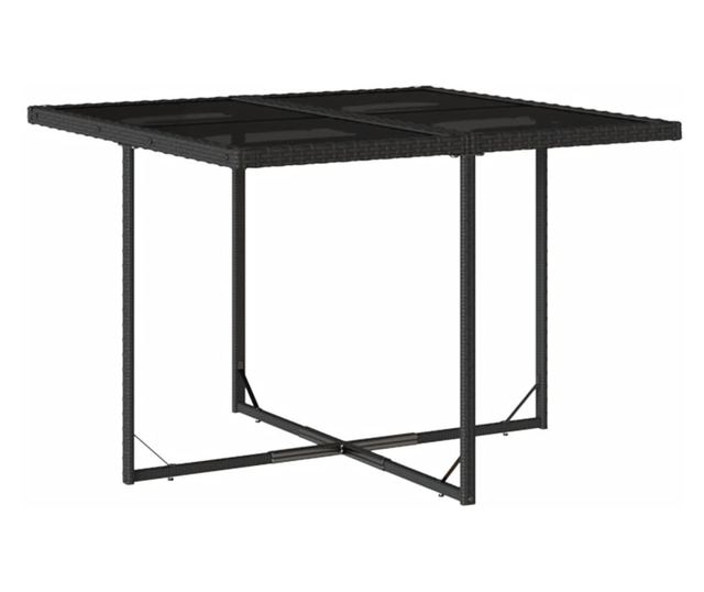 Градински трапезен комплект възглавници 9 части черен полиратан