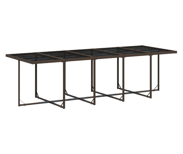 Градински комплект с възглавници 15 части кафяв полиратан