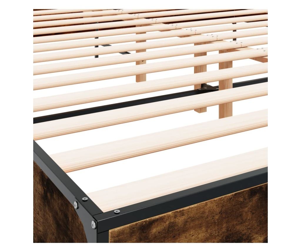 Rám postele kouřový dub 200 x 200 cm kompozitní dřevo a kov - 7