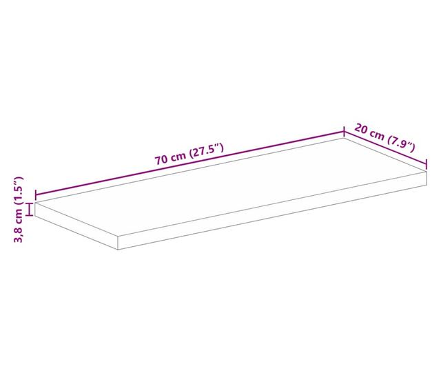 tömör újrahasznosított fa téglalap alakú asztallap 70x20x3,8 cm