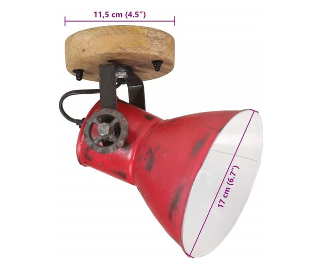 kopott piros fali lámpa 25 W 11,5x11,5x25 cm E27