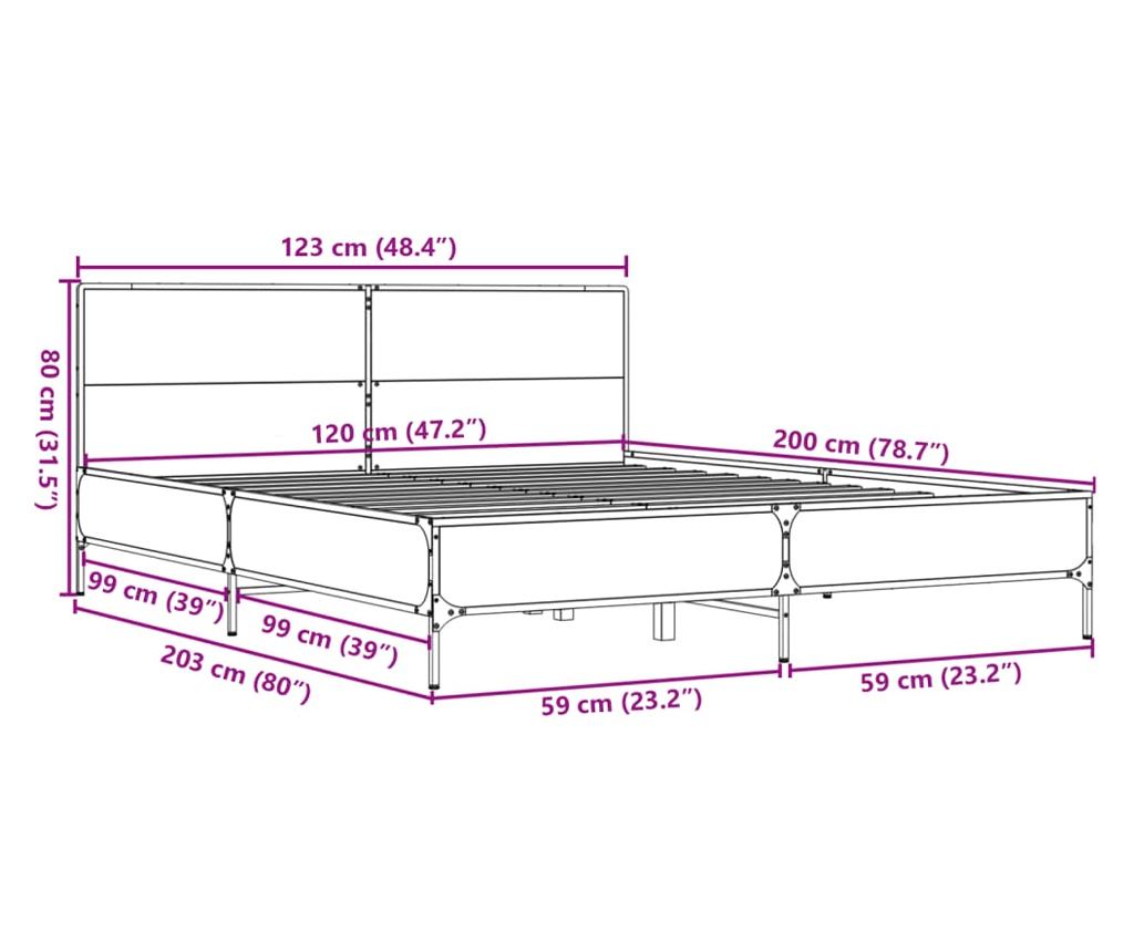 Rám postele černý 120 x 200 cm kompozitní dřevo a kov - 9