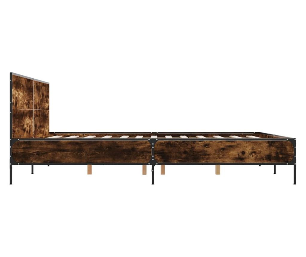 Rám postele kouřový dub 200 x 200 cm kompozitní dřevo a kov - 5