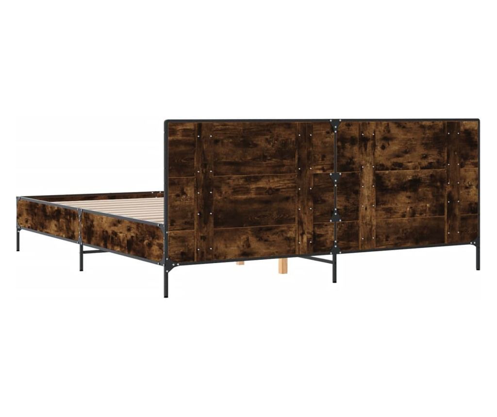 Rám postele kouřový dub 200 x 200 cm kompozitní dřevo a kov - 6