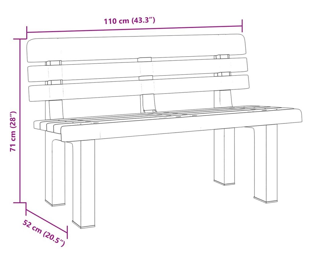 Zahradní lavice zelená 110 x 52 x 71 cm polypropylen - 9