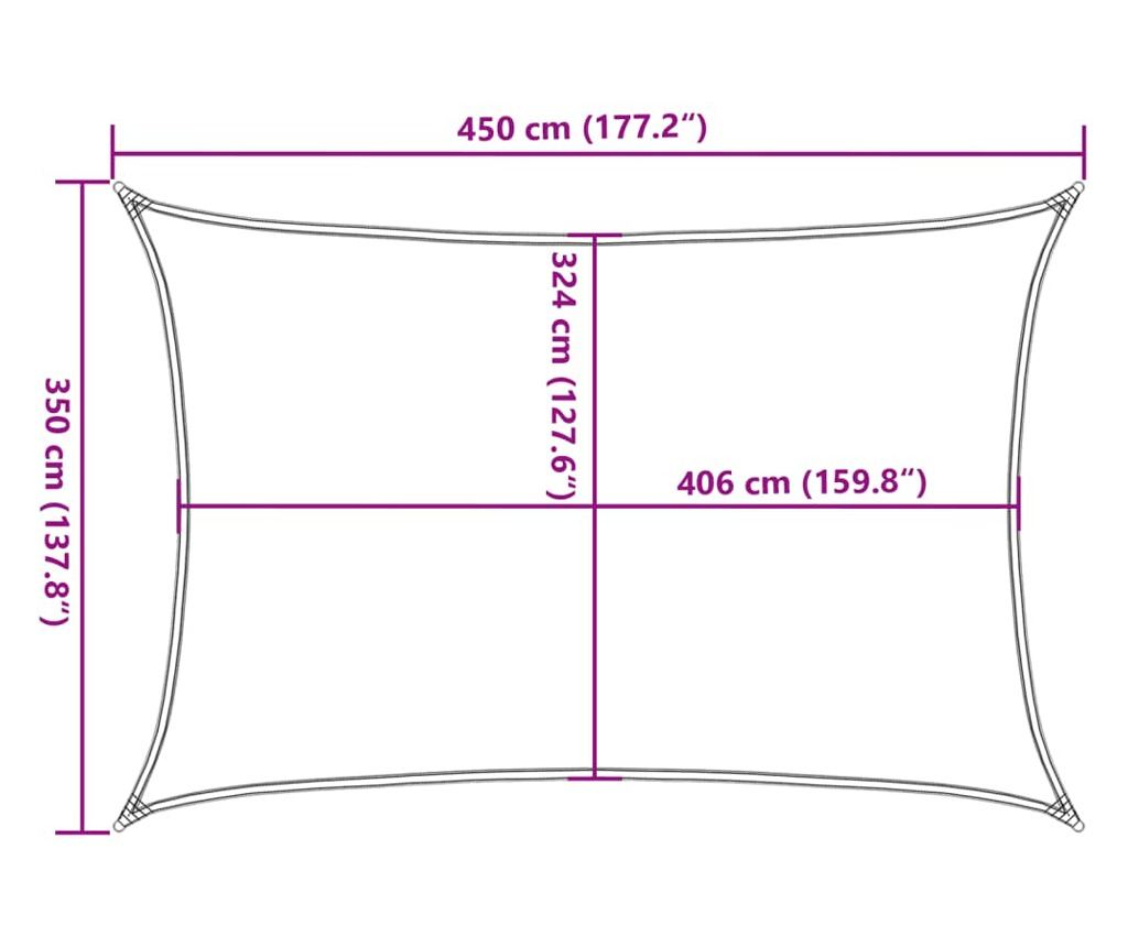 Stínicí plachta písková 4,5x3,5 m 100% polyester oxford - 10