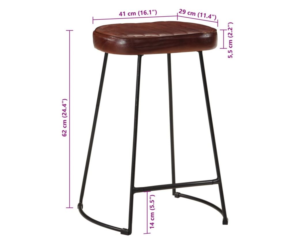Barski stoli, 2 kosa, temno rjavi, 41x29x62 cm - 9