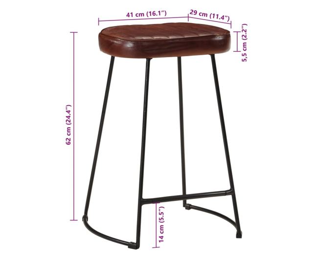 Barski stoli, 2 kosa, temno rjavi, 41x29x62 cm