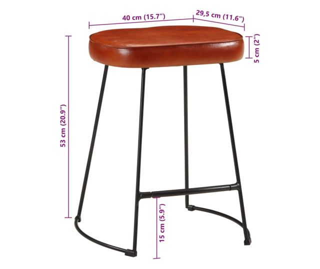 Barski stoli, 2 kosa, temno rjavi, 40x29,5x53 cm