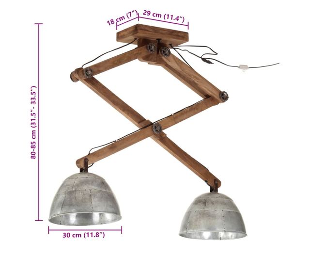 vintage ezüst mennyezeti lámpa 25 W 29 x 18 x 85 cm E27