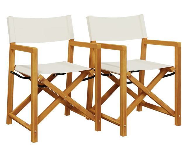 2 db krémfehér szövet összecsukható kerti szék