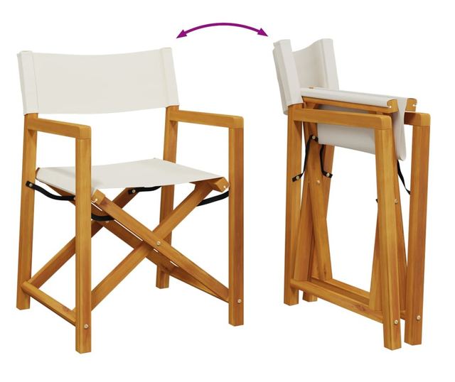 2 db krémfehér szövet összecsukható kerti szék