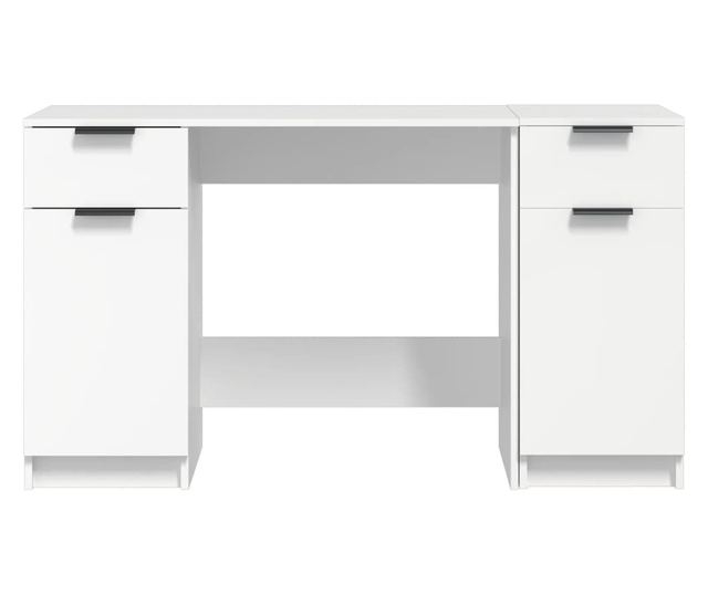 Pisarna s stransko omaro, bela, obdelano les.