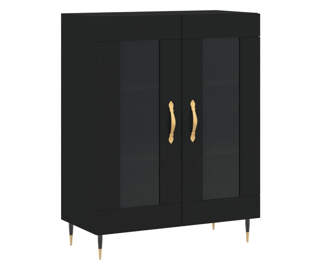 Visoka crna kompozitna drvena ormarić, 69,5x34x180 cm - 7
